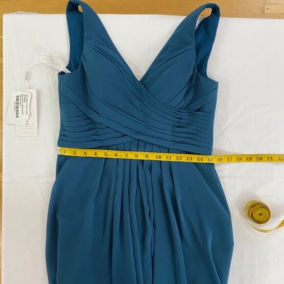 JJ's House Ink A-line V-Neck Floor-Length Chiffon Bridesmaid Dress Size 10 - Picture 15 of 16